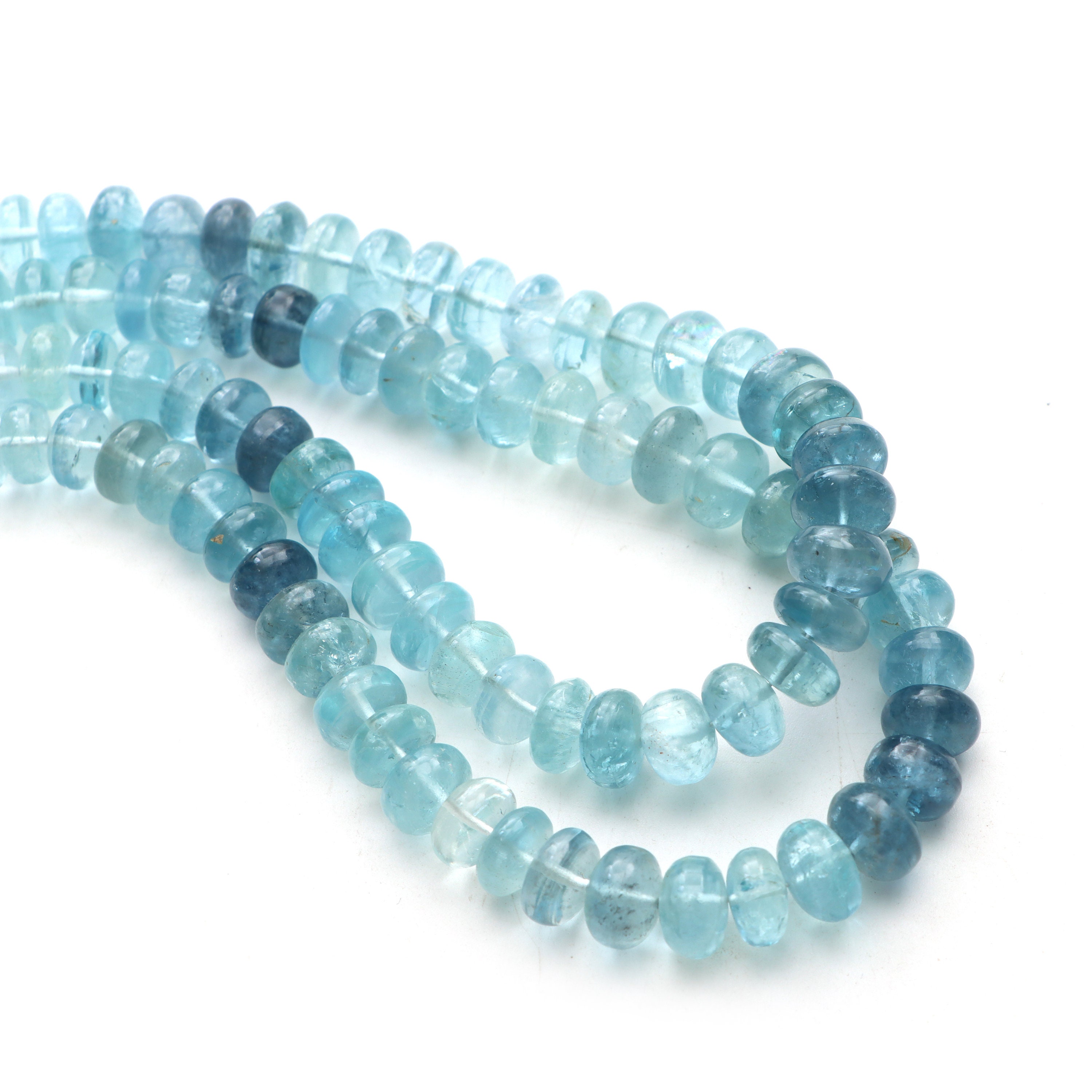 Multi Aquamarine Smooth Rondelle Beads, 7 Mm To 8 Mm, Plain Aquamarine Rondelle Beads, Aquamarine Beads, 18 Inch Strand, Price Per Strand