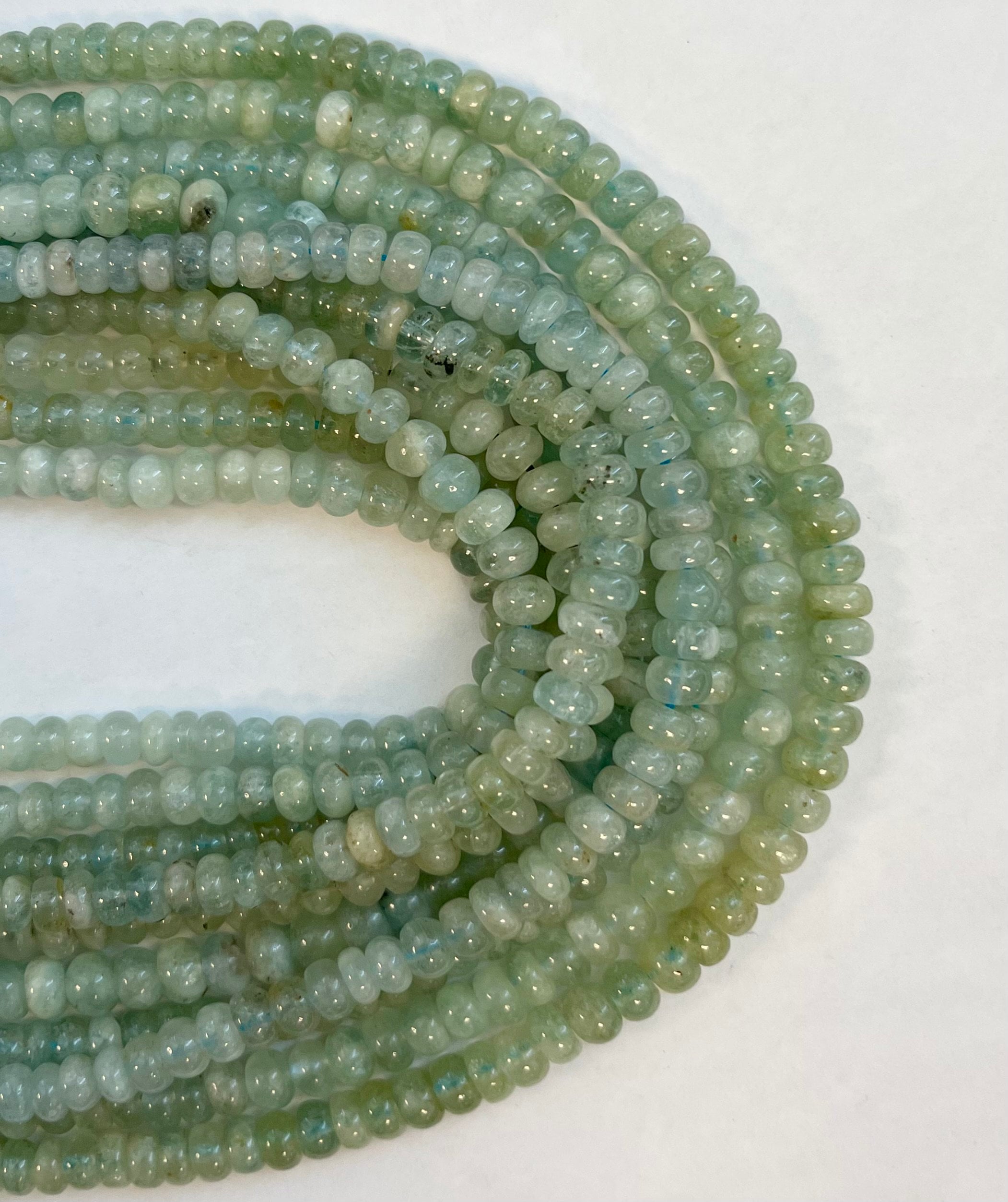 Natural Aquamarine 6x(3-4)mm Rondelle Gemstone Beads---15.5" Natural Aquamarine 6x(3-4)mm Rondelle Gemstone Beads---15.5"