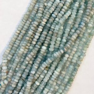 Natural Aquamarine 6x(3-4)mm Rondelle Gemstone Beads---15.5" Natural Aquamarine 6x(3-4)mm Rondelle Gemstone Beads---15.5"