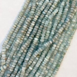 Natural Aquamarine 6x(3-4)mm Rondelle Gemstone Beads---15.5" Natural Aquamarine 6x(3-4)mm Rondelle Gemstone Beads---15.5"