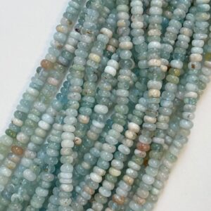 Natural Aquamarine 7x(3-4)mm Rondelle Gemstone Beads---15.5" Natural Aquamarine 7x(3-4)mm Rondelle Gemstone Beads---15.5"