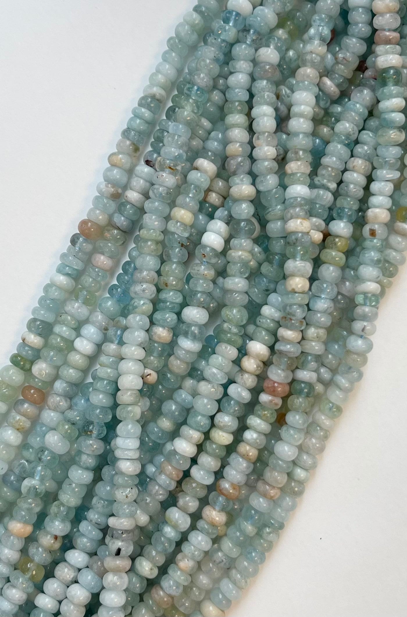 Natural Aquamarine 7x(3-4)mm Rondelle Gemstone Beads---15.5"