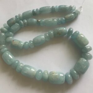 Natural Aquamarine (8x4-14x6)mm-(10x8-25x15)mm Rondelle and Barrel Graduated Gemstone Beads--15.5 Inch Strand Natural Aquamarine (8x4-14x6)mm-(10x8-25x15)mm Rondelle and Barrel Graduated Gemstone Beads--15.5 Inch Strand
