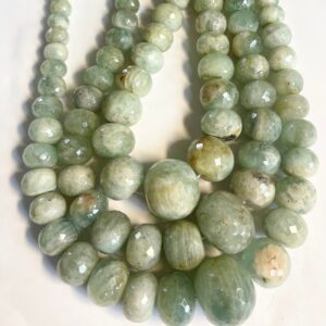 Natural Aquamarine 8x6mm--25x20mm Graduated Rondelle Gemstone Bead--15.5 inch strand- Natural Aquamarine 8x6mm--25x20mm Graduated Rondelle Gemstone Bead--15.5 inch strand-