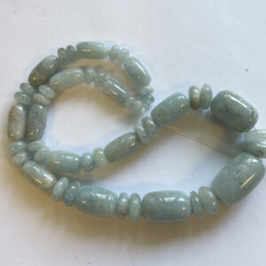 Natural Aquamarine Graduated Rondelle & barrel Shaped Natural Gemstone Bead-(8x5)-(16x7)mm --(10x7)-(18x15)mm~ -15.5 inch strand-