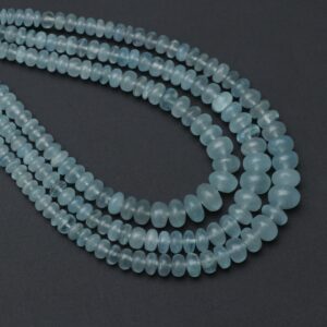 Natural Milky Aquamarine Smooth Rondelle Beads - 3.5 Mm To 6.5 Mm - Aquamarine - Gem Quality , 18 Inch Full Strand, Price Per Strand Natural Milky Aquamarine Smooth Rondelle Beads - 3.5 Mm To 6.5 Mm - Aquamarine - Gem Quality , 18 Inch Full Strand, Price Per Strand