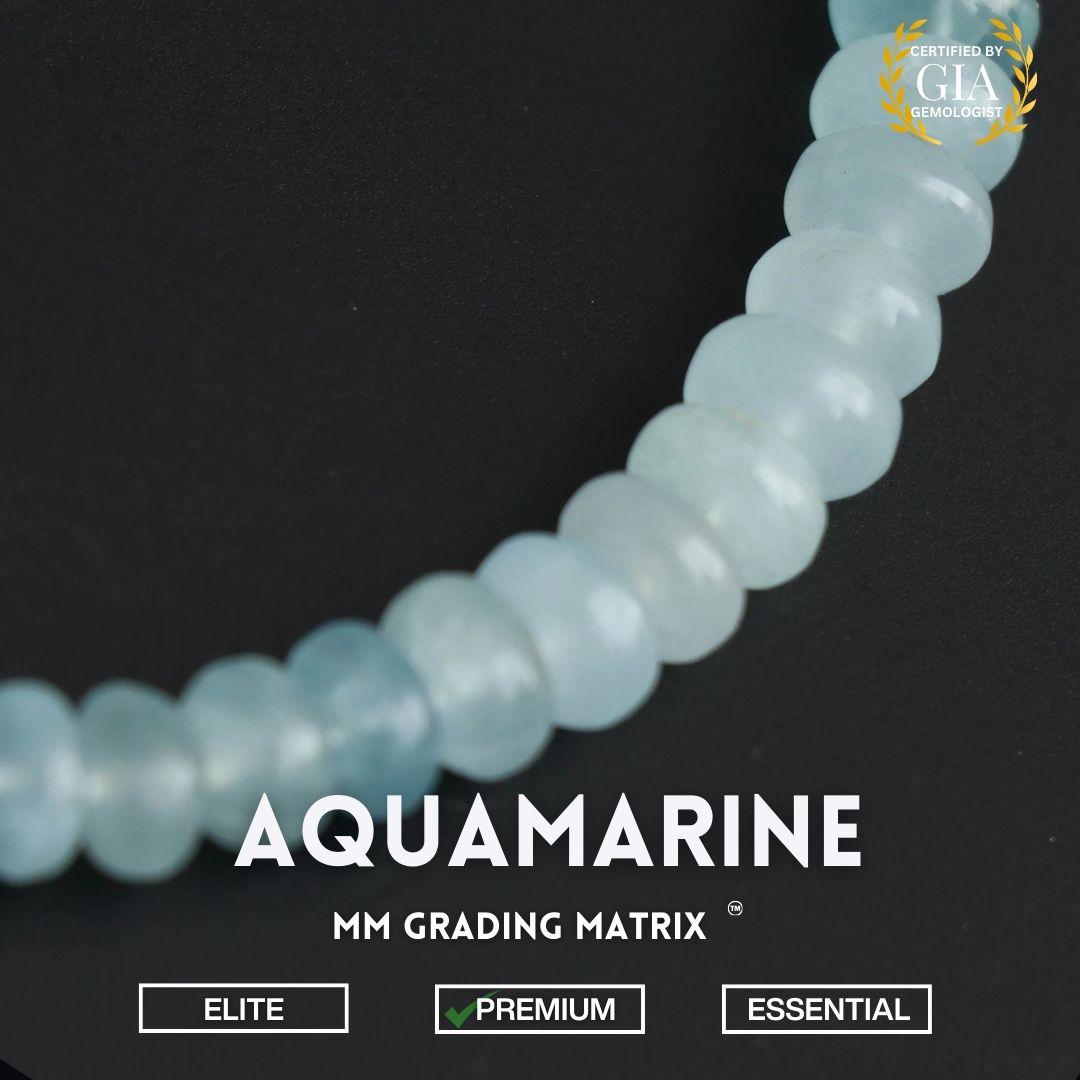 Natural Aquamarine Smooth Rondelle Beads, 6 Mm To 7.5 Mm Aquamarine Beads For Jewelry Making, Aquamarine Plain Bead Strand 8 Inches