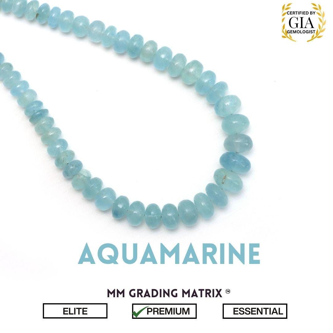 Aquamarine Smooth Rondelle Beads, Natural Aquamarine Plain Gemstone Beads 5.5 Mm To 9.5 Mm, Beads For Jewelry Making, Aquamarine Strand 18"