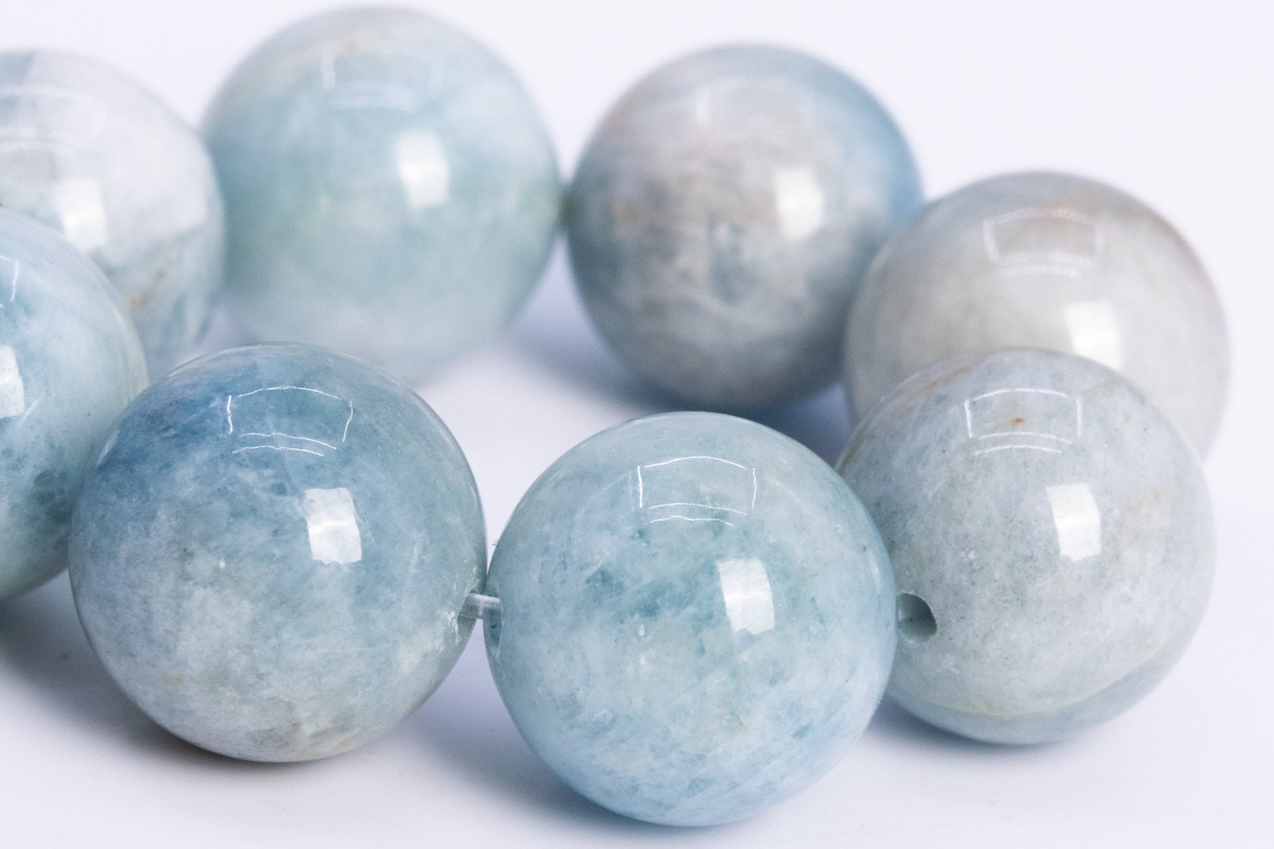 10-11mm Faint Gray Blue Aquamarine Beads Brazil Grade A Genuine Natural Gemstone Half Strand Round Loose Beads 8" (113977h-3758)