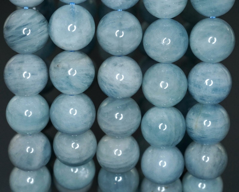 10mm Beryl Aquamarine Gemstone Grade Aa Blue Round Loose Beads 7.5 Inch Half Strand (90183644-372)