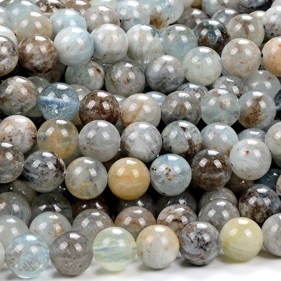 10mm Natural Aquamarine With Inclusions Gemstone Grade A Round Loose Beads Bulk Lot 1,2,6,12 And 50 (d408)