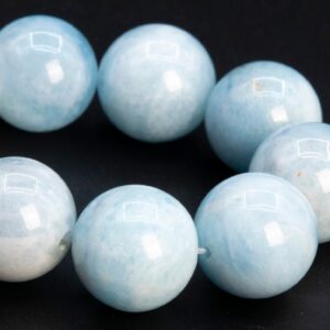 13MM Light Blue Aquamarine Beads Brazil Grade AB Genuine Natural Gemstone Half Strand Round Loose Beads 8" (113893h-3753)