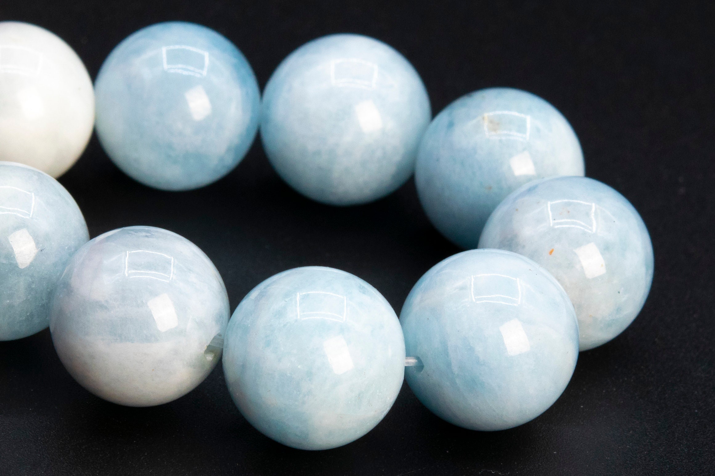 13mm Light Blue Aquamarine Beads Brazil Grade Ab Genuine Natural Gemstone Half Strand Round Loose Beads 8" (113893h-3753)