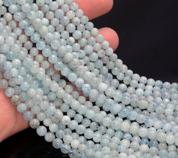 5mm Beryl Aquamarine Gemstone Grade A Blue Round Loose Beads 15.5 Inch Full Strand Lot 1,2,6,12 (90183620-371)