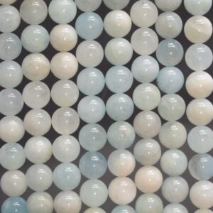 8mm Genuine Natural Aquamarine Gemstone Grade A Blue Round Loose Beads 7.5 Inch Half Strand (80005652 H-472)