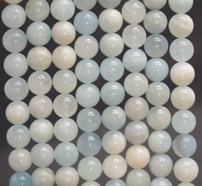 8mm Genuine Natural Aquamarine Gemstone Grade A Blue Round Loose Beads 7.5 Inch Half Strand (80005652 H-472)