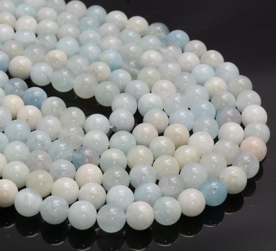 8mm Genuine Natural Aquamarine Gemstone Blue Round Loose Beads 15.5 Inch Full Strand Lot 1,2,6,12 And 50 (80005652-472)