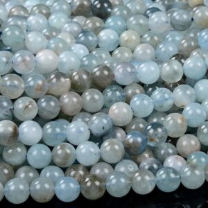 8MM Natural Aquamarine Gemstone Grade AA Round Loose Beads BULK LOT 1,2,6,12 and 50 (D408)