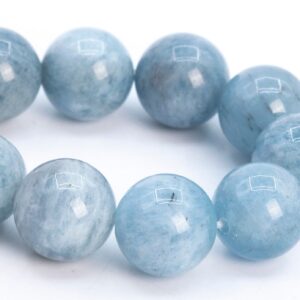 9-10MM Light Blue Aquamarine Biotite Inclusions Bead Brazil Grade A Genuine Natural Gemstone Half Strand Round Loose Beads 7" (114074h-3762)