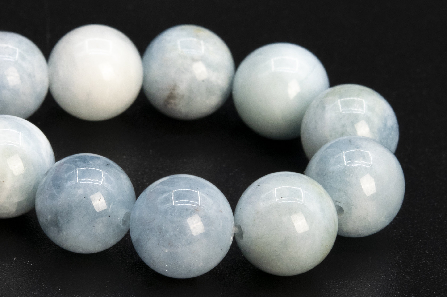 9-10mm Light Blue Aquamarine Biotite Inclusions Beads Brazil Grade Ab Genuine Natural Half Strand Round Loose Beads 7.5" (114095h-3763)