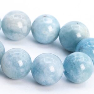 9-10MM Light Blue Aquamarine Biotite Inclusions Bead Brazil Grade A Genuine Natural Gemstone Half Strand Round Loose Beads 7" (114079h-3762)