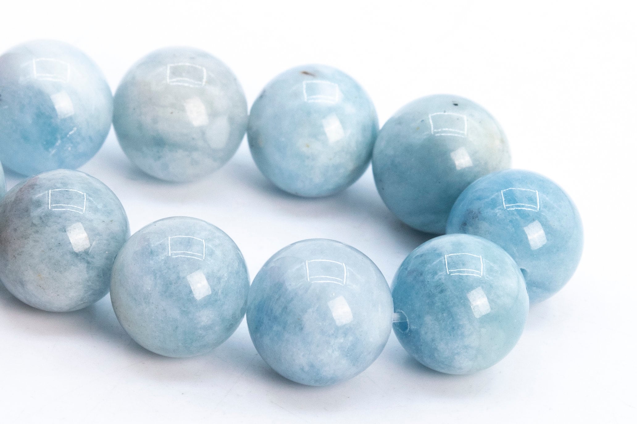 9-10mm Light Blue Aquamarine Biotite Inclusions Bead Brazil Grade A Genuine Natural Gemstone Half Strand Round Loose Beads 7" (114079h-3762)