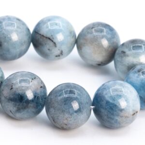 9MM Light Blue Aquamarine Biotite Inclusions Beads Brazil Grade A Genuine Natural Gemstone Half Strand Round Loose Beads 7" (114128h-3764)