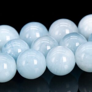9MM Sky Blue Aquamarine Beads Brazil Grade A+ Genuine Natural Gemstone Half Strand Round Loose Beads 7.5" (112008h-3465)