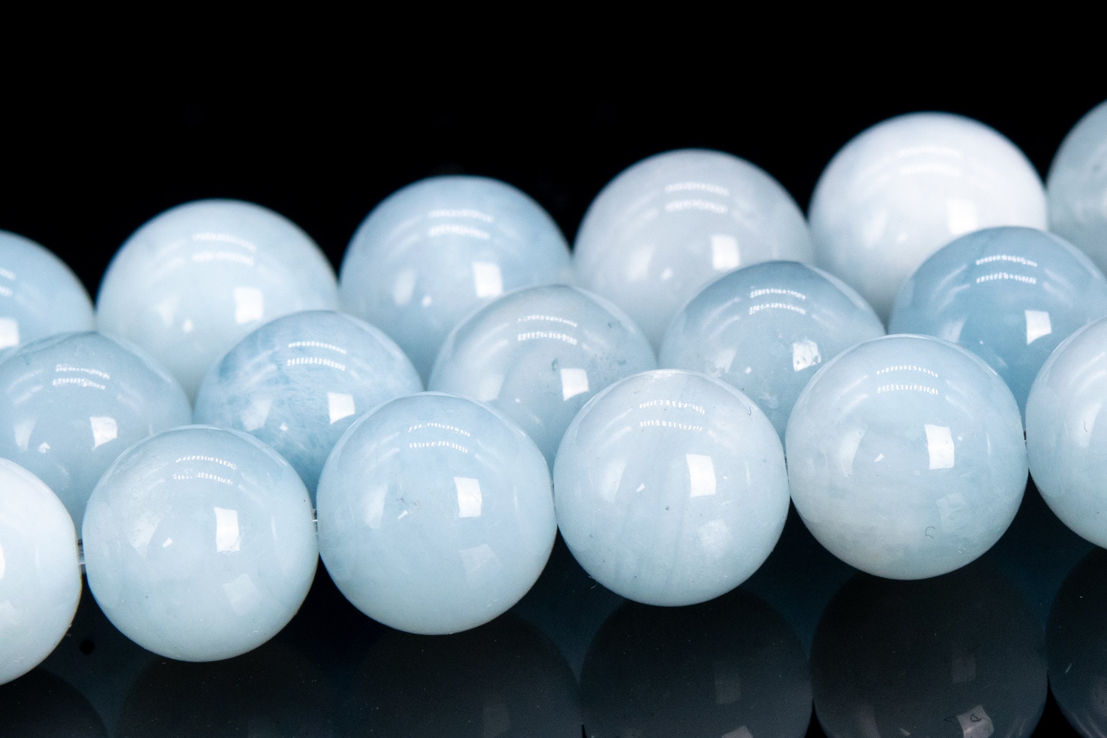 9mm Sky Blue Aquamarine Beads Brazil Grade A+ Genuine Natural Gemstone Half Strand Round Loose Beads 7.5" (112008h-3465)