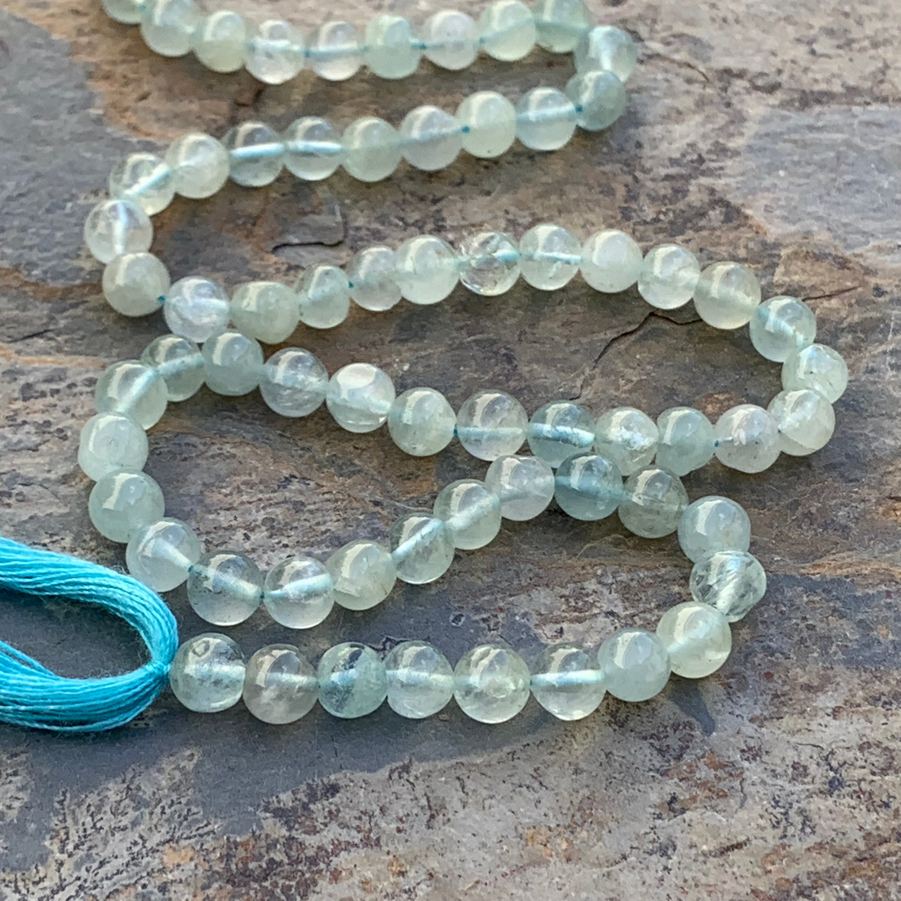 Round Aquamarine Beads, 5mm, 13.5 Inch Strand