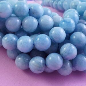 Aquamarine Beads (Round)(Smooth)(6mm)(8mm)(10mm)(16"Strand)