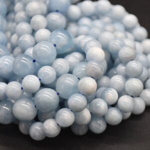 Cloudy Aquamarine Round Beads - 8mm, 2mm Sizes - 15" Strand - Natural Gemstone Beads For Jewellery Making , Crystal Beads