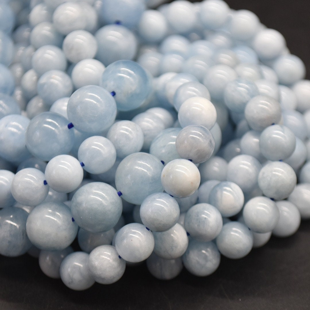 Cloudy Aquamarine Round Beads - 8mm, 2mm Sizes - 15" Strand - Natural Gemstone Beads For Jewellery Making , Crystal Beads Cloudy Aquamarine Round Beads - 8mm, 2mm Sizes - 15" Strand - Natural Gemstone Beads For Jewellery Making , Crystal Beads