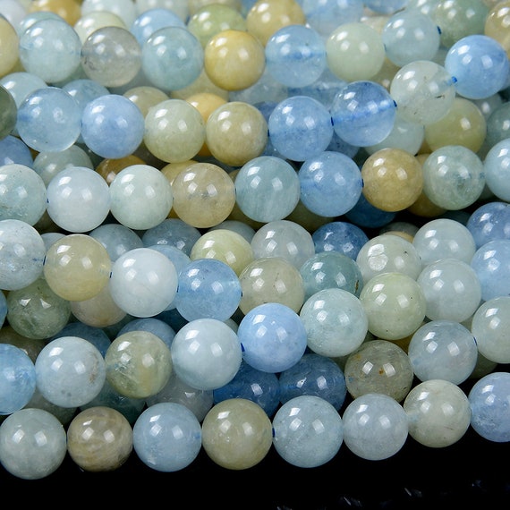 Genuine Aquamarine Gemstone Grade Aa 6mm 8mm 10mm Round Loose Beads Full Strand (a240)