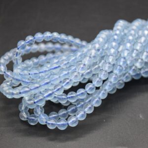 Grade Aaa Aquamarine Round Beads - 4mm - 21" Strand - Natural Gemstone Beads For Jewellery Making , Crystal Beads