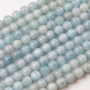 Natural 10mm Aquamarine Beads in  Round Beads - Full Strands 15.5" -  - Quality AB  Smooth Gemstone Beads