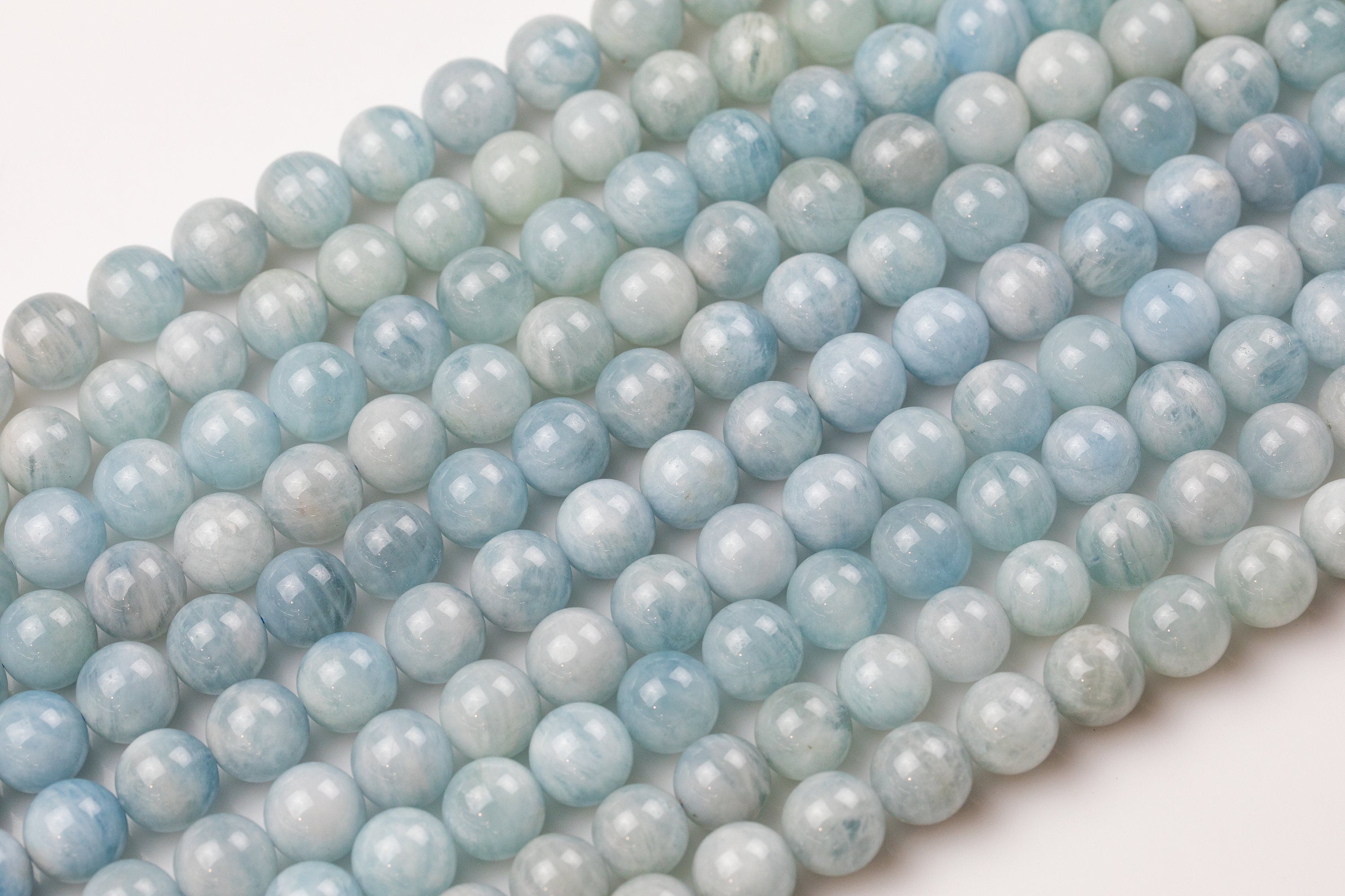 Natural 10mm Aquamarine Beads In Round Beads - Full Strands 15.5" - - Quality Ab Smooth Gemstone Beads Natural 10mm Aquamarine Beads In Round Beads - Full Strands 15.5" - - Quality Ab Smooth Gemstone Beads