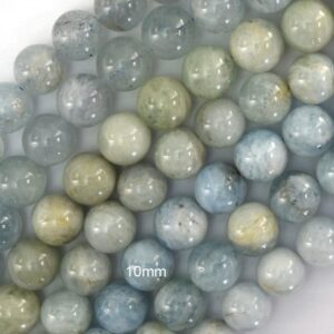 Natural Blue Aquamarine Round Beads Gemstone 15" Strand 10mm 11mm