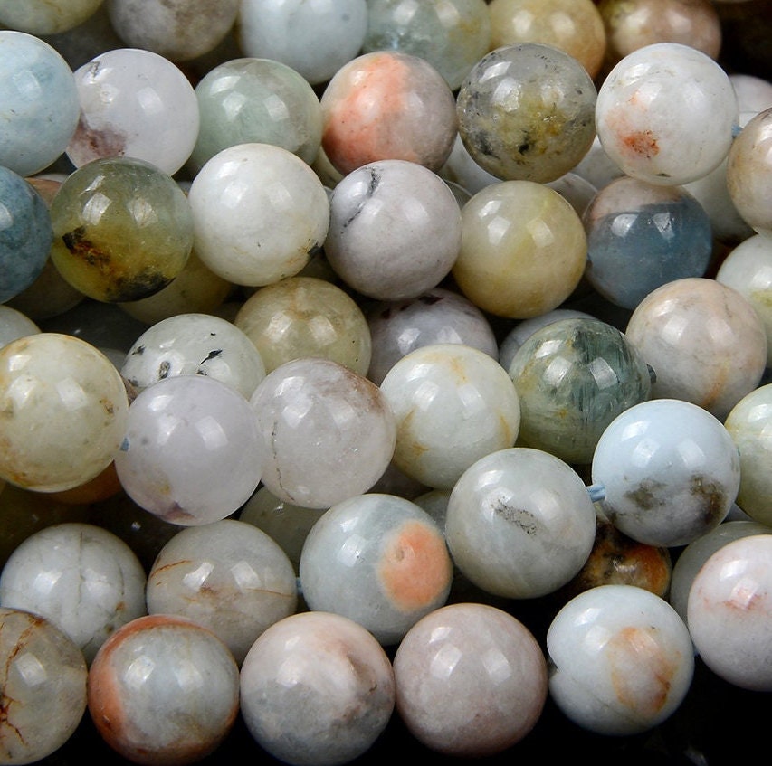 Natural Flower Aquamarine Gemstone Grade A Round 8mm Loose Beads (d106)