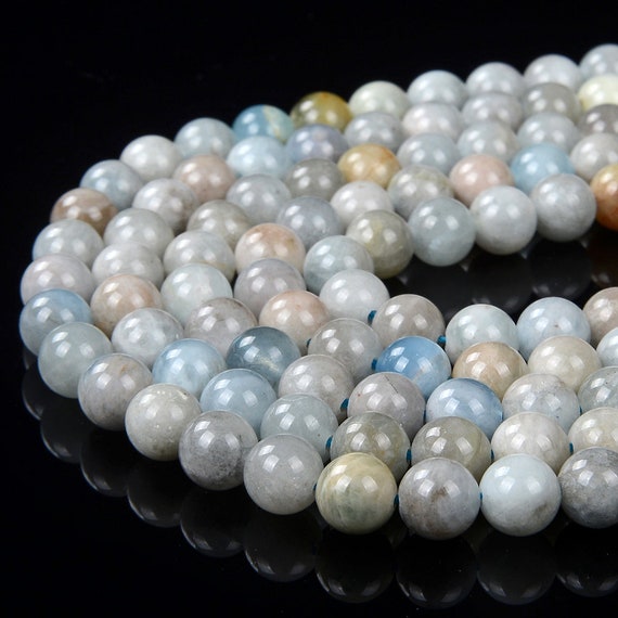 Natural Aquamarine Gemstone Round 8mm Loose Beads Bulk Lot 1,2,6,12 And 50 (d98)