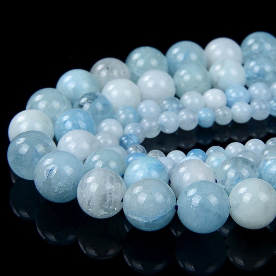 Natural Aquamarine Gemstone Grade Aa Round 5mm 6mm 9mm 10mm 11mm Loose Beads (d109)