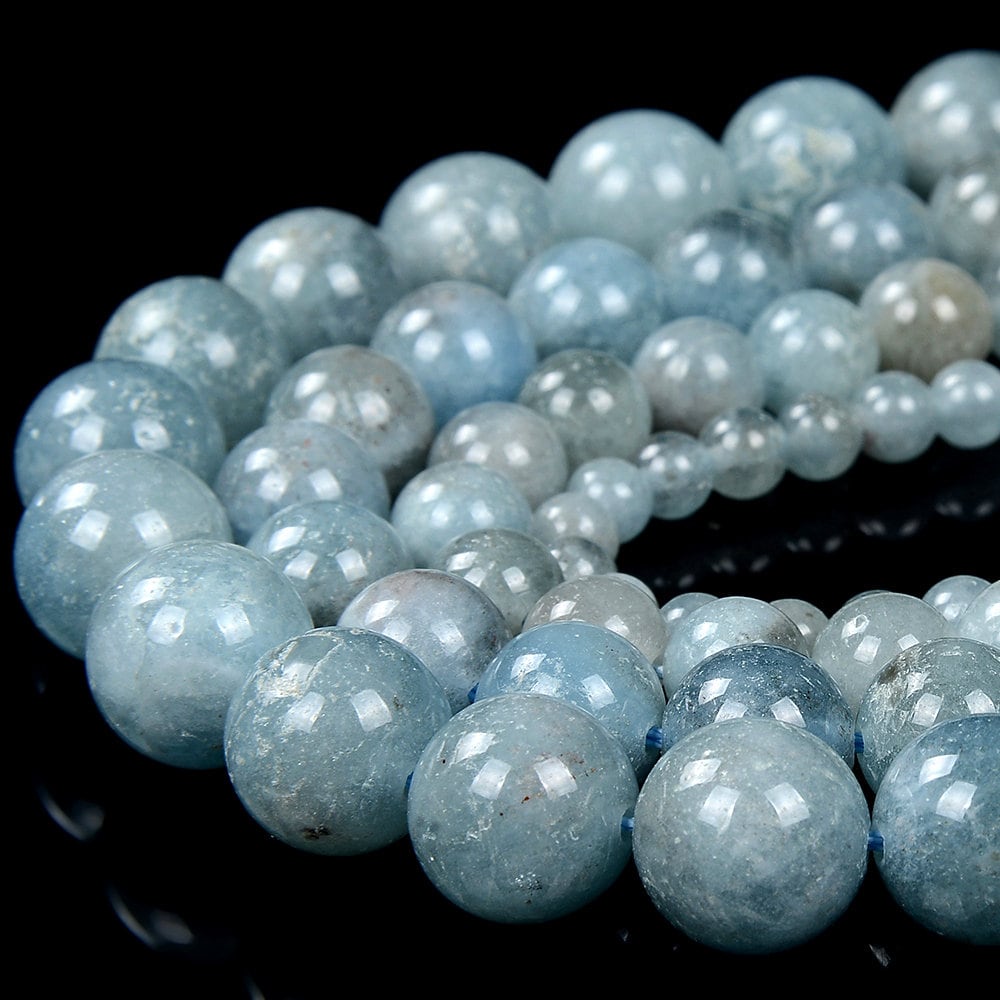 Natural Aquamarine Gemstone Grade A Round 5mm 8mm 10mm 12mm Loose Beads (d334)