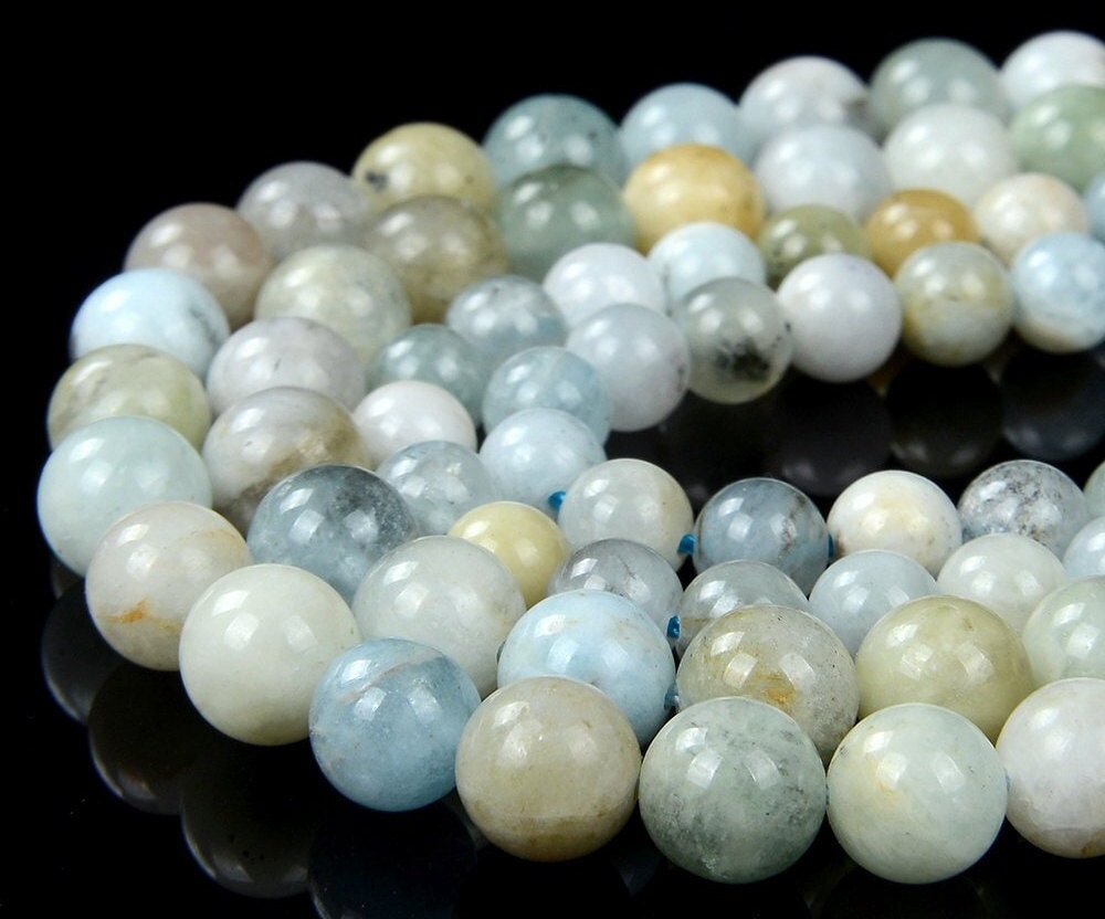 Natural Aquamarine Gemstone Grade A Round 6mm 8mm Loose Beads (d103)