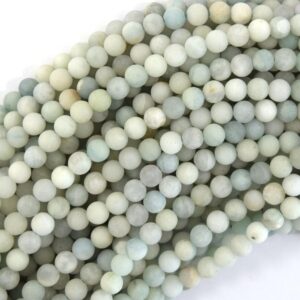 Natural Matte Light Blue Aquamarine round Beads 15.5"Strand S2 6mm 8mm 10mm 12mm