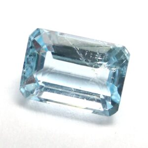 1.445 Carats Aquamarine Loose Gemstone Emerald Cut Flawless Gem Cut Engagement Ring Sky Translucent Light Blue Aqua Brazilian 1.445 Carats