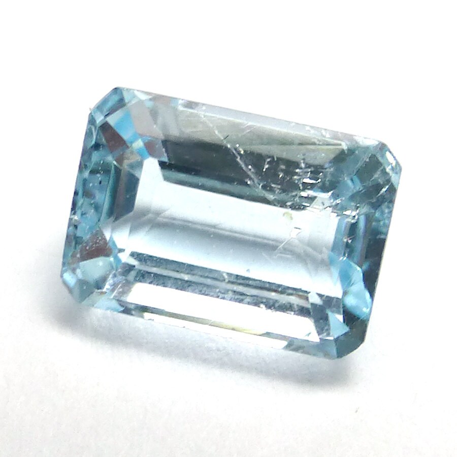 1.445 Carats Aquamarine Loose Gemstone Emerald Cut Flawless Gem Cut Engagement Ring Sky Translucent Light Blue Aqua Brazilian 1.445 Carats