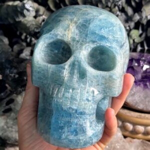 6” Exquisite Gemmy Aquamarine Skull, Large