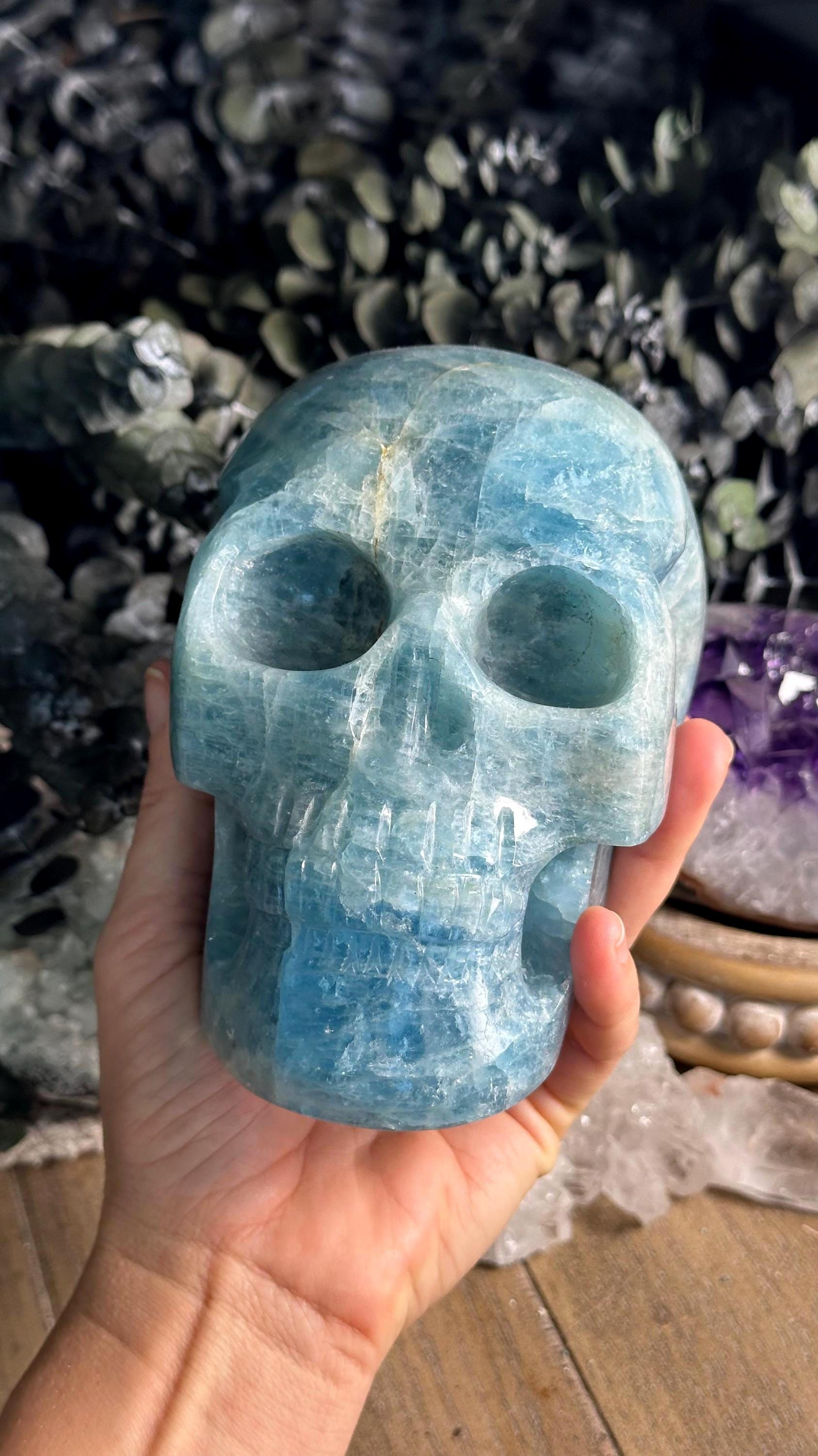 6” Exquisite Gemmy Aquamarine Skull, Large