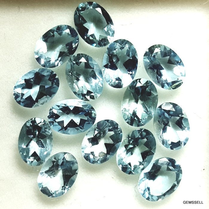 Aaa Aquamarine Gemstone: 7x9mm Faceted Oval Loose Stone