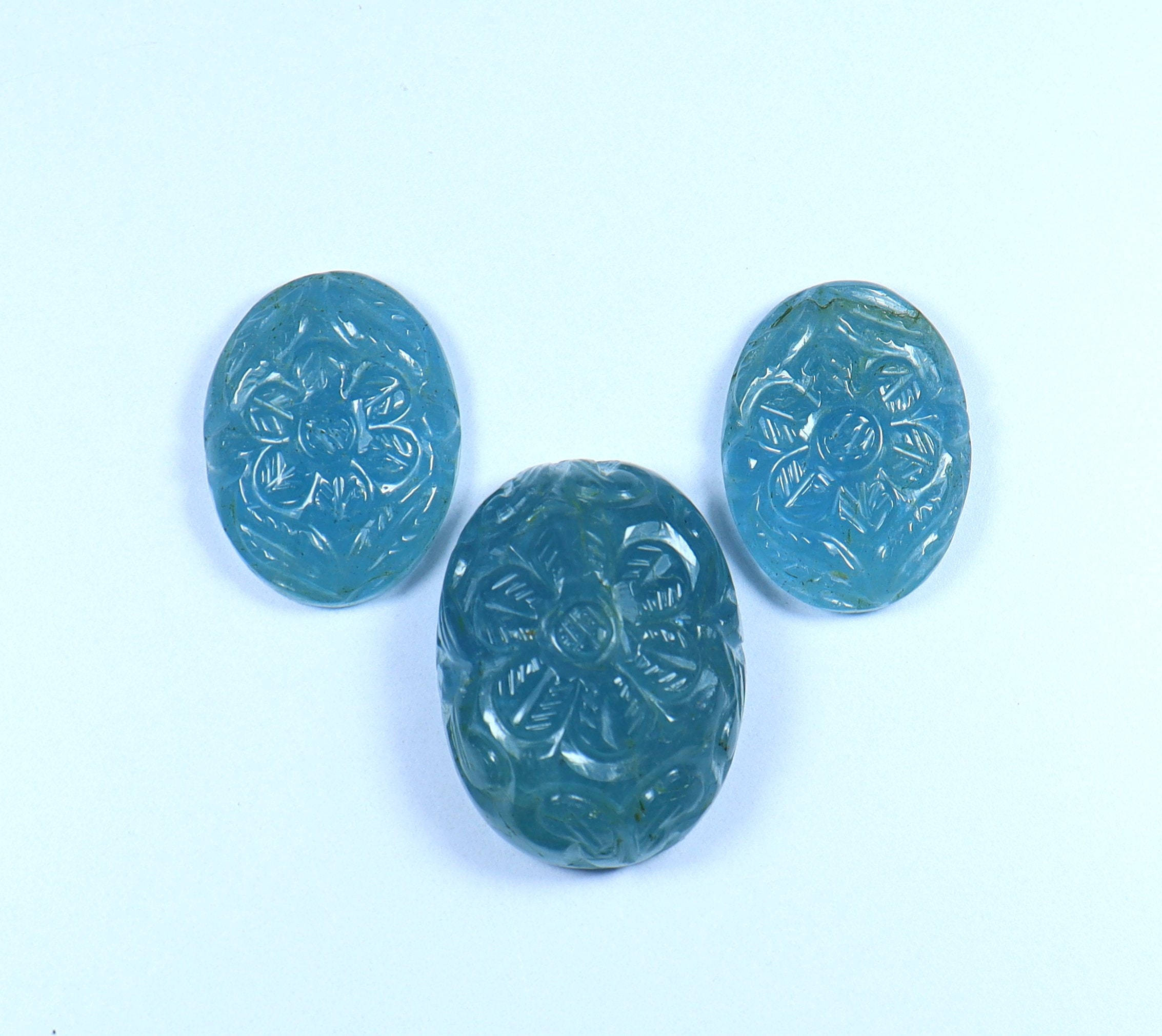 Carved Aquamarine Gemstone: Aaa+ Quality, 97.00 Carat